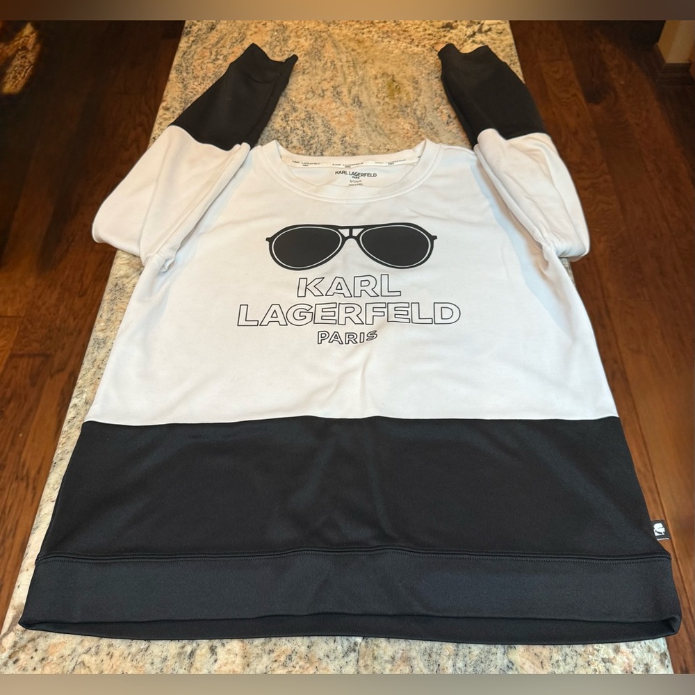 Karl Lagerfeld White and Black Logo Sweatshirt